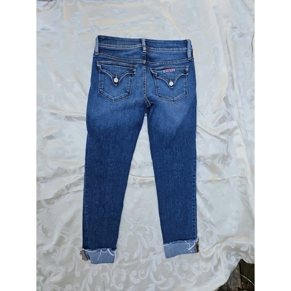 Hudson Collin Midrise Skinny Jeans Flap Pocket Raw Hem Capri Size 27 - Picture 8 of 11